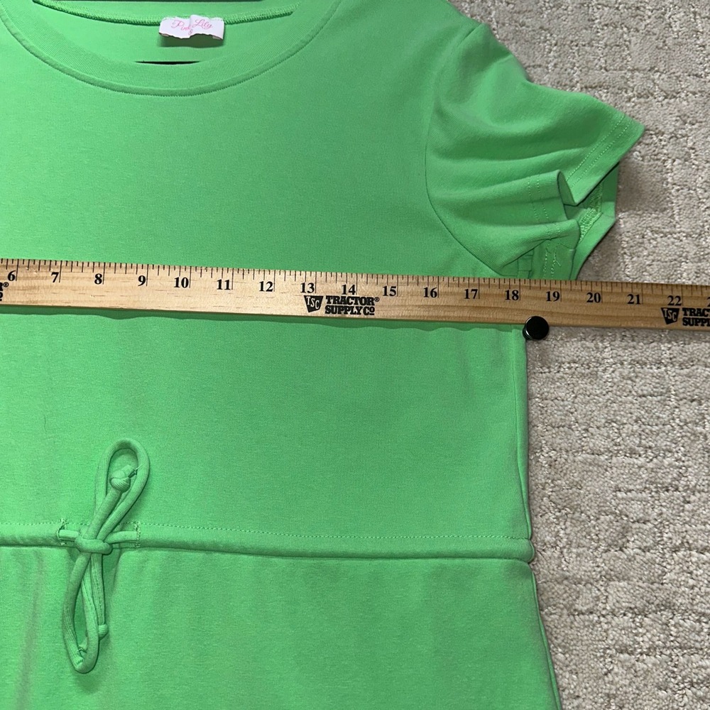 Pink Lily Mint Green Round Neck Casual Cotton Dress Cap Sleeve Size S Tie Waist - Picture 6 of 7